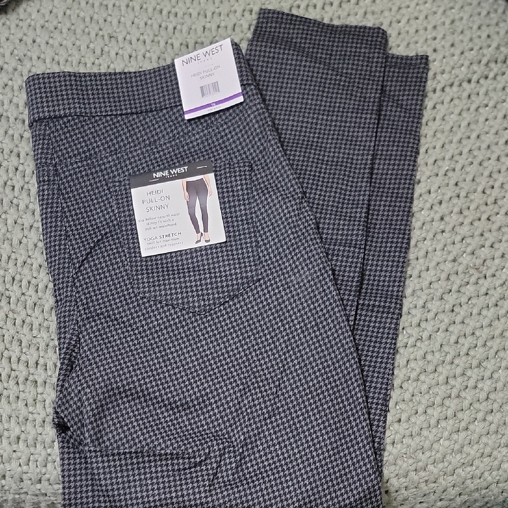 Nine West Charcoal Houndstooth Trousers